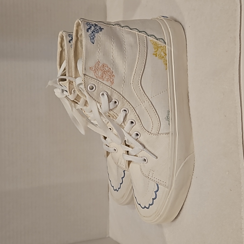 Vans | NWOT Women's Off White Linen Sk8 Hi-Top Blossom Tapered Trainers Sz 11
